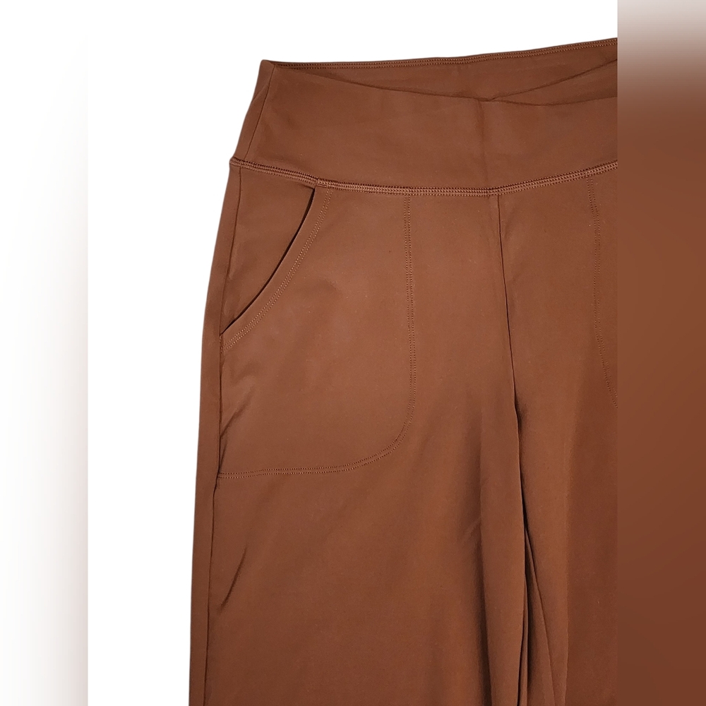 G4Free Brown High Waisted Wide Leg Yoga Pants Crossover Waistband Medium - Picture 3 of 7